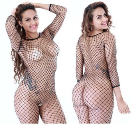 Ariel rebel exquisite black fishnet bodysuit