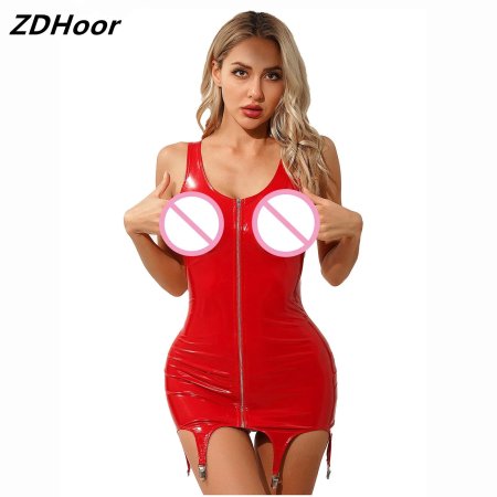 Латексное мини платье