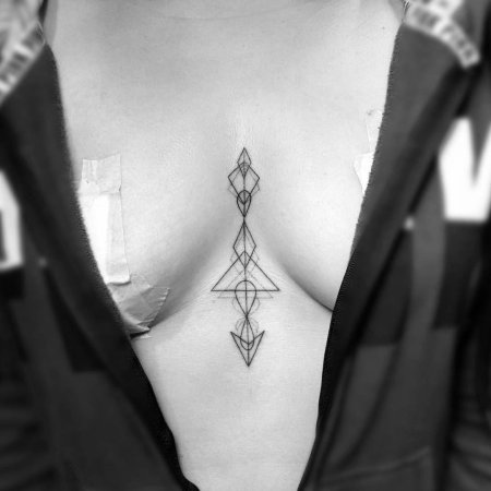 Тату между грудиной