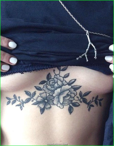 Женские тату под грудью