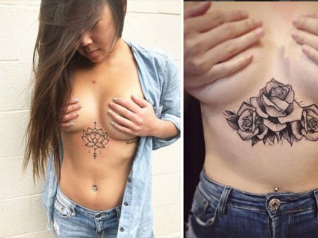 Тату для девушек под грудью