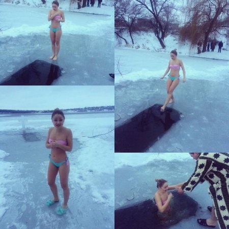 Девушки купаются в проруби