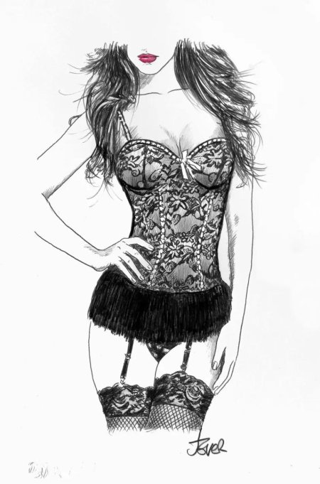 Девушка в белье рисунок