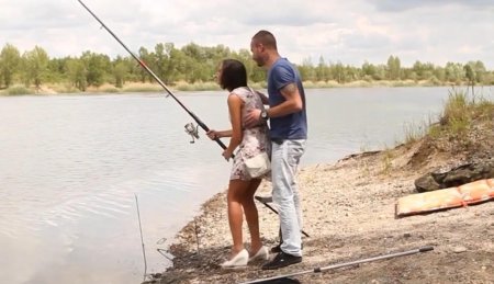 С женой на рыбалке