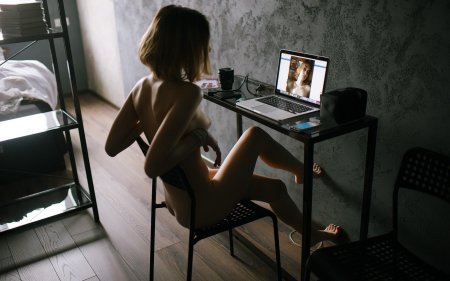 Девушки за ноутбуком голышом