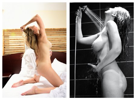 Женщина моется в душе