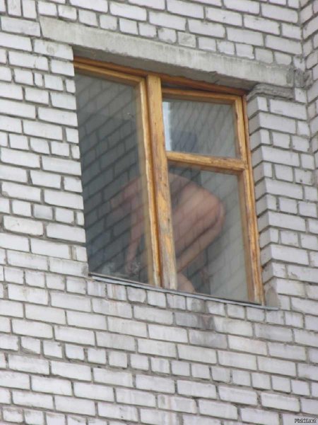 Голые женщины в окнах домов