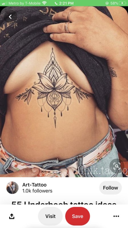 Тату под грудью женские