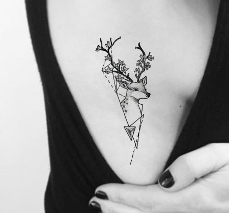 Тату олень для девушек