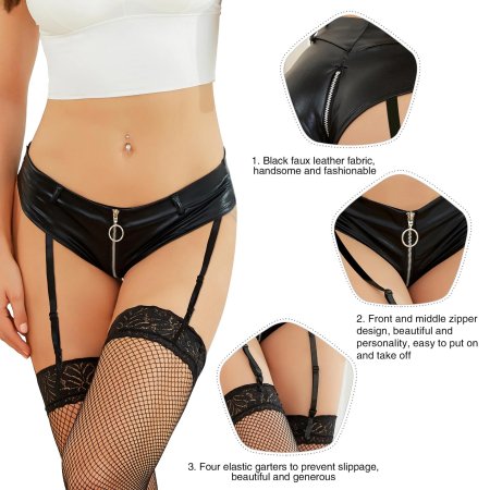 Женский пояс с подвязками faux leather suspender belt black (garter