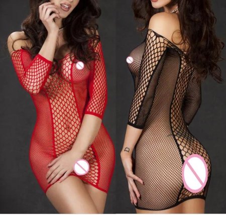 Эротическое платье сетка красное