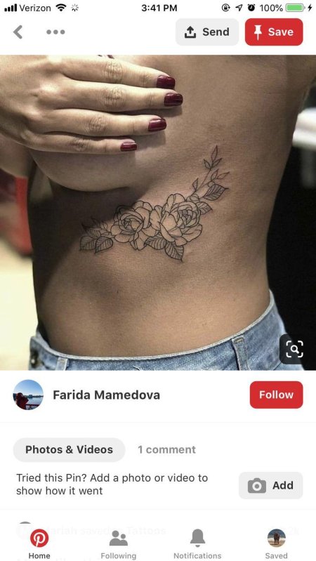 Тату для девушек под грудью