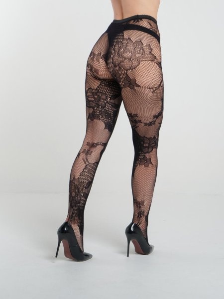 Черные колготки с узором