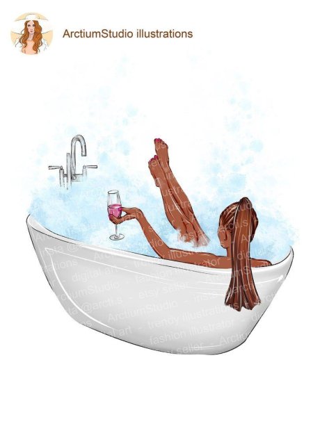 Девушка в ванной рисунок