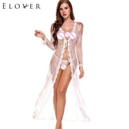 Прозрачный длинный пеньюар