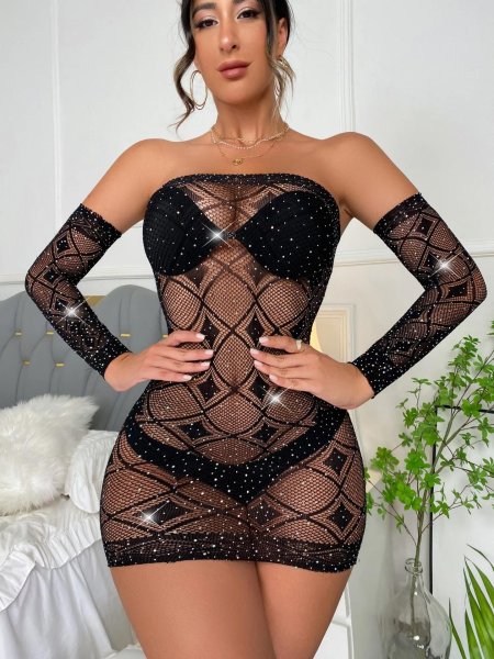 Платье сетка со стразами