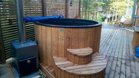 Купель с подогревом на улице дровах