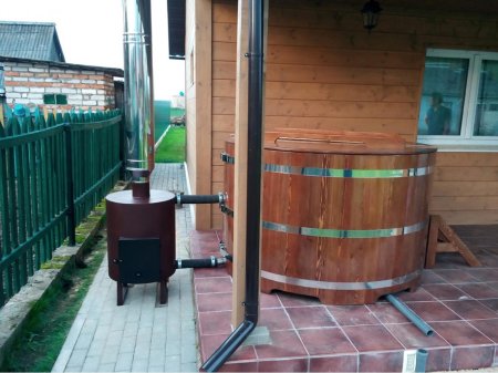 Уличная купель с подогревом на дровах