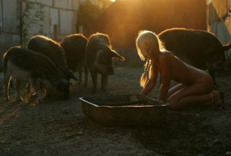 Голые девчонки на ферме