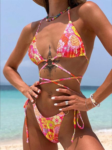 Купальник женский раздельный бикини с завязками
