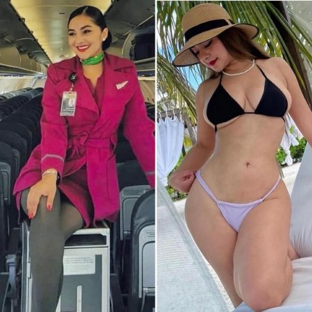 Стюардессы в униформе и без неё