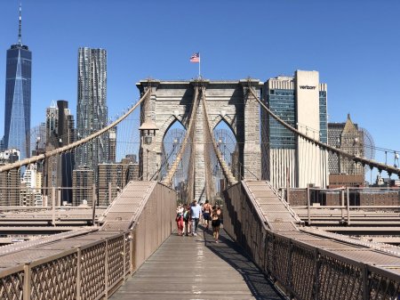 Нью-йорк люди бруклинский мост