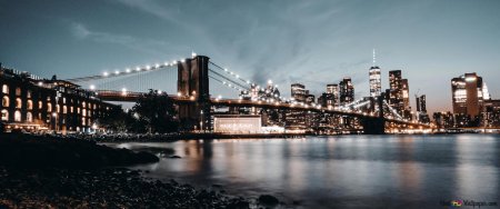 Ночной нью-йорк бруклинский мост