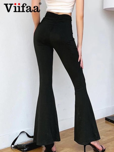 Расклешенные брюки женские черные