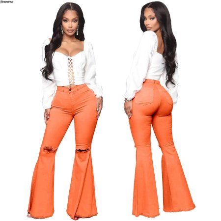 Женские джинсовые брюки с широкими штанинами