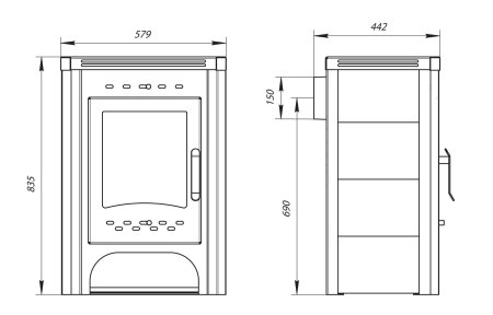 Печь-камин экокамин бавария с плитой и теплообменником