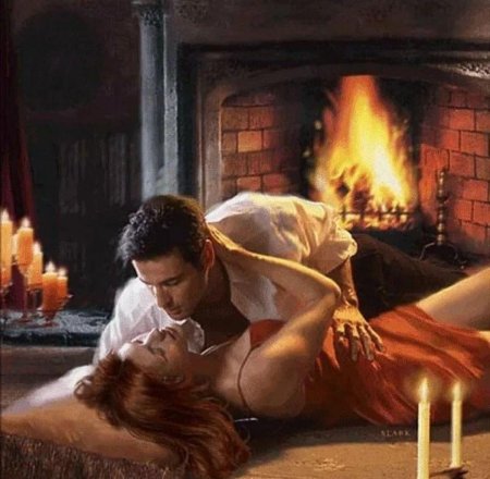 Влюбленные у камина