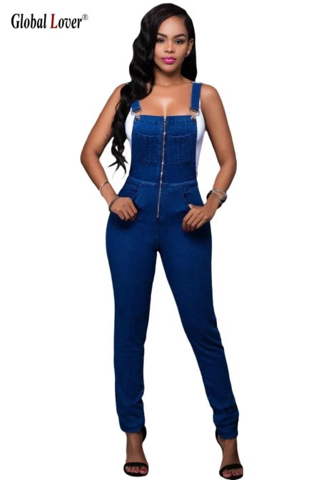 Джинсовый комбинезон в обтяжку женский