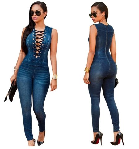 Джинсовый комбинезон женский обтягивающий