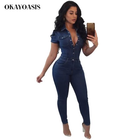 Джинсовый слитный комбинезон женский