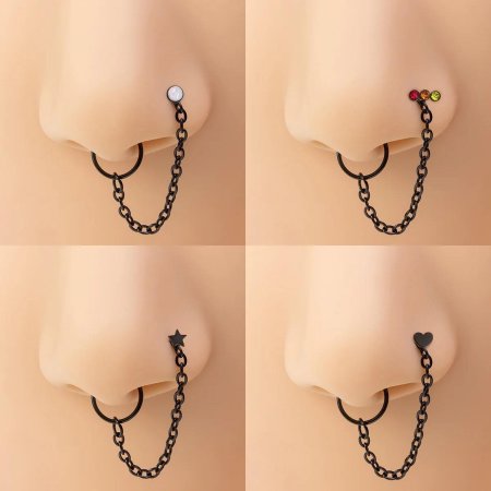 Пирсинг носа с цепочкой