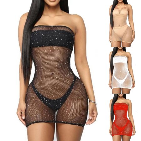 Эротическое платье сетка со стразами