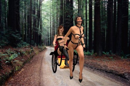 Голые женщины запряженные в повозки