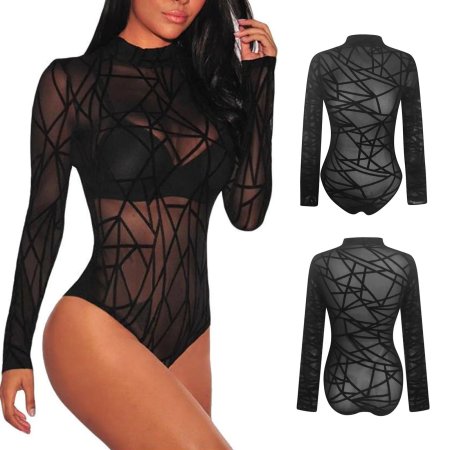 Боди прозрачное с длинным рукавом