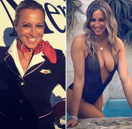 Пышногрудая стюардесса