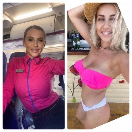 Стюардесса с большой грудью