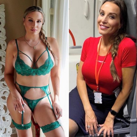 Стюардесса с большой грудью