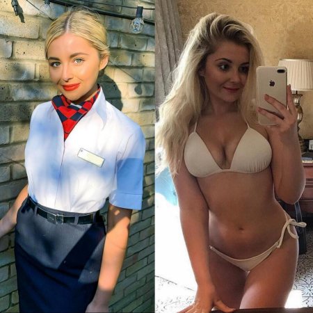 Пышногрудая стюардесса