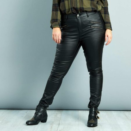 Кожаные брюки на полных