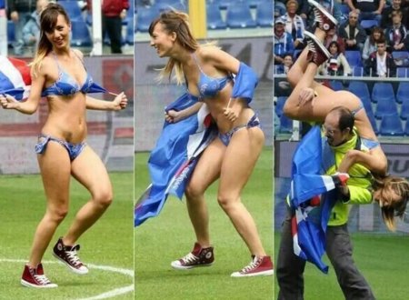 Фанатки на футбольном поле