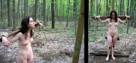 Наказание голышом в лесу